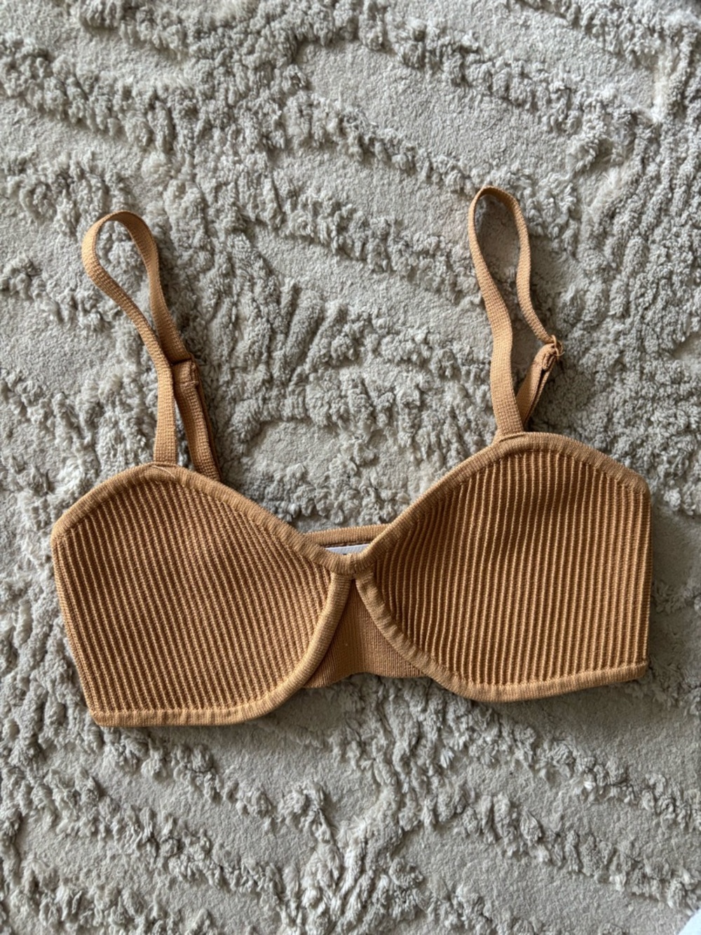Aritzia Ribbed Bralette Top - Caramel
